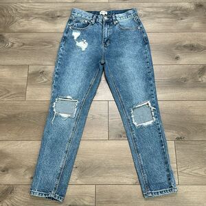 Superdown High Rise Crop Destructed‎ Ankle Jeans Size 27